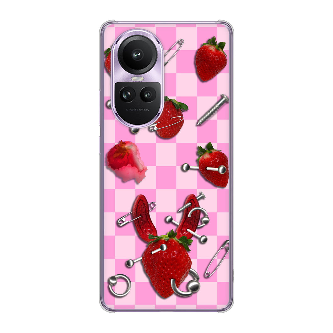 OPPO Reno10 Pro 5G A302OP SoftBank 高画質仕上げ 背面印刷 ハードケースむかいあぐる 苺パンク