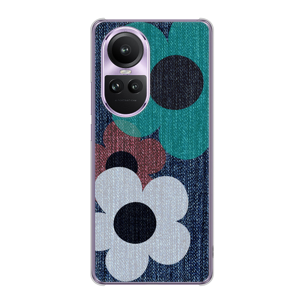 OPPO Reno10 Pro 5G A302OP SoftBank 高画質仕上げ 背面印刷 ハードケース 【EK869 ルーズフラワーinデニム風】
