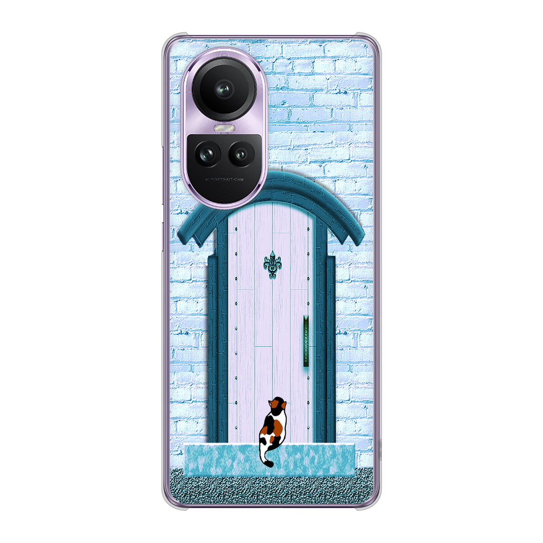 OPPO Reno10 Pro 5G A302OP SoftBank 高画質仕上げ 背面印刷 ハードケース猫とドア