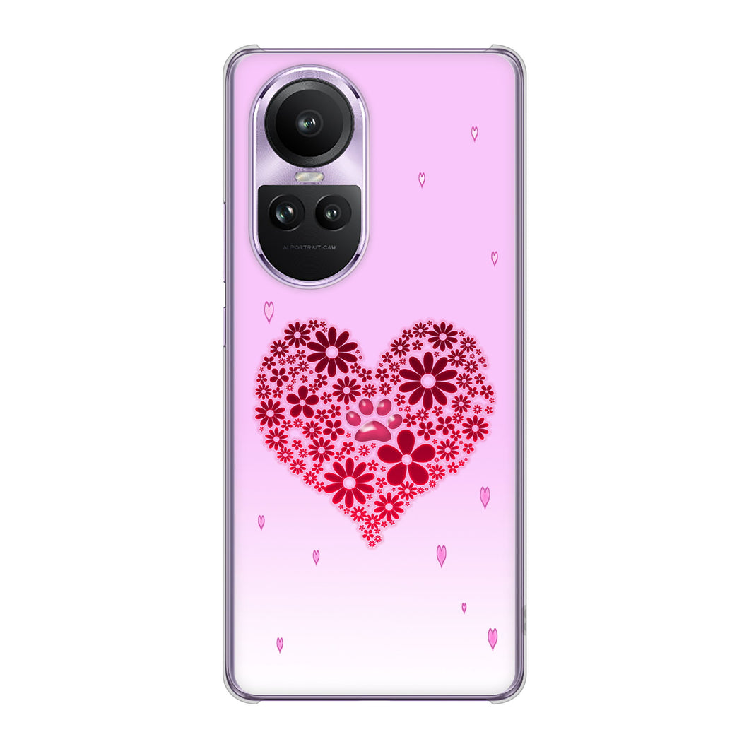 OPPO Reno10 Pro 5G A302OP SoftBank 高画質仕上げ 背面印刷 ハードケースハートと肉球