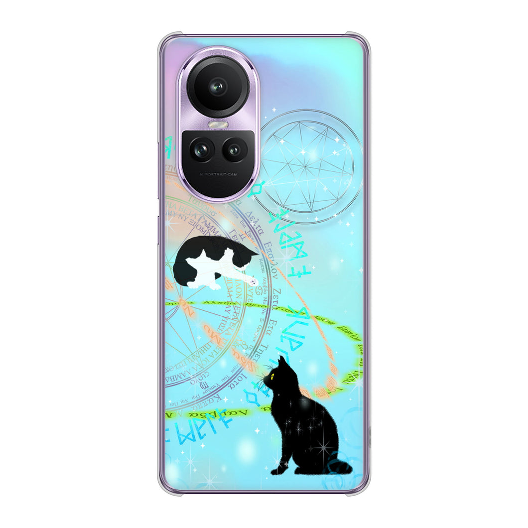 OPPO Reno10 Pro 5G A302OP SoftBank 高画質仕上げ 背面印刷 ハードケース魔法陣猫