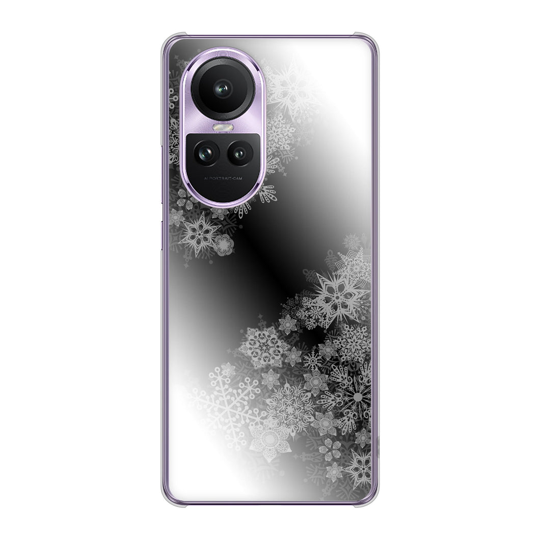 OPPO Reno10 Pro 5G A302OP SoftBank 高画質仕上げ 背面印刷 ハードケース 【YJ340 モノトーン 雪の結晶 】