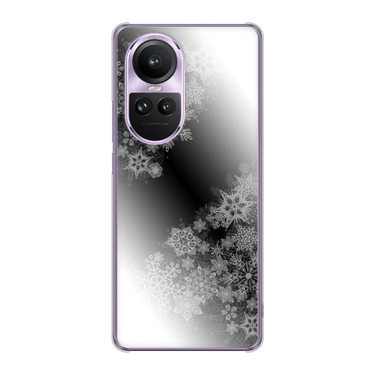 OPPO Reno10 Pro 5G A302OP SoftBank 高画質仕上げ 背面印刷 ハードケース 【YJ340 モノトーン 雪の結晶 】