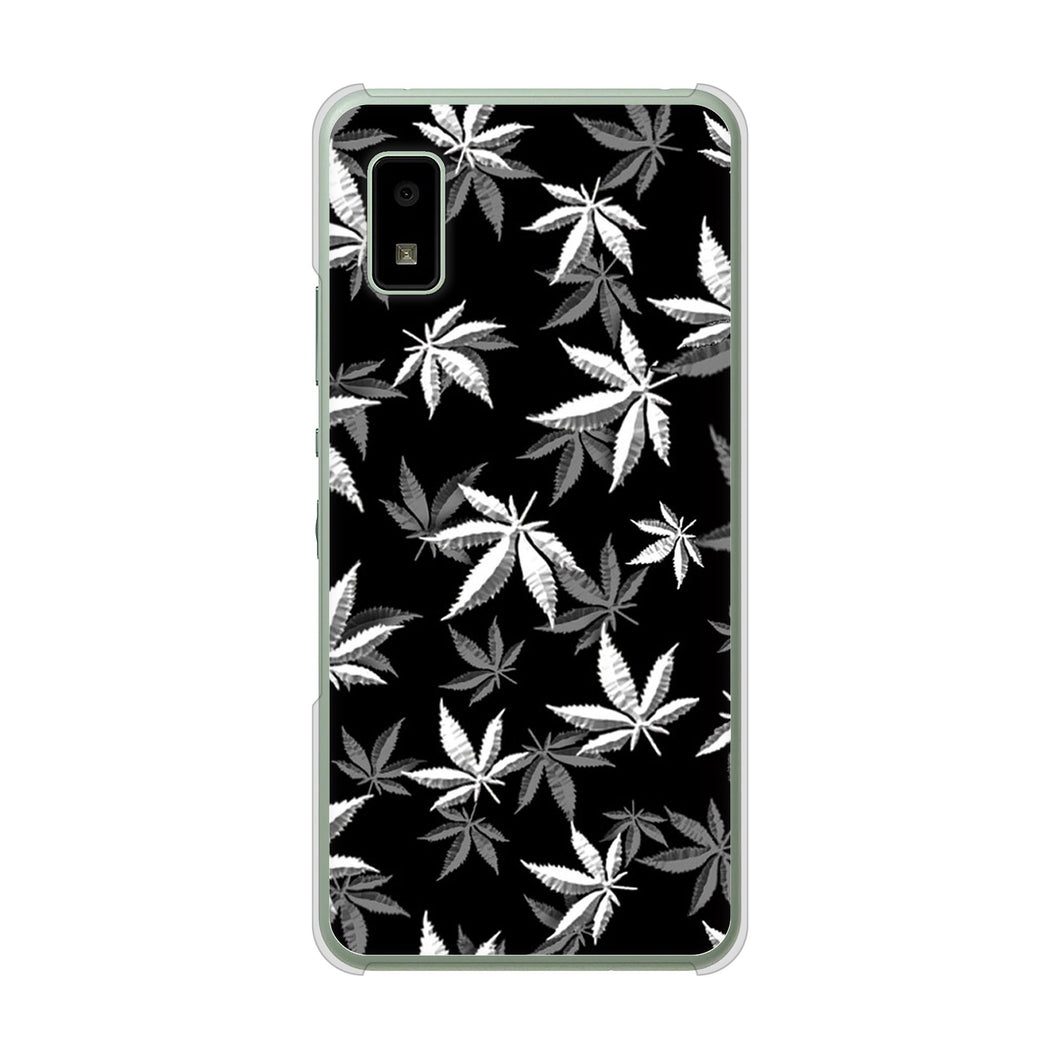 AQUOS wish3 A302SH Y!mobile 高画質仕上げ 背面印刷 ハードケース 【064 モノトーン大麻ブラック】