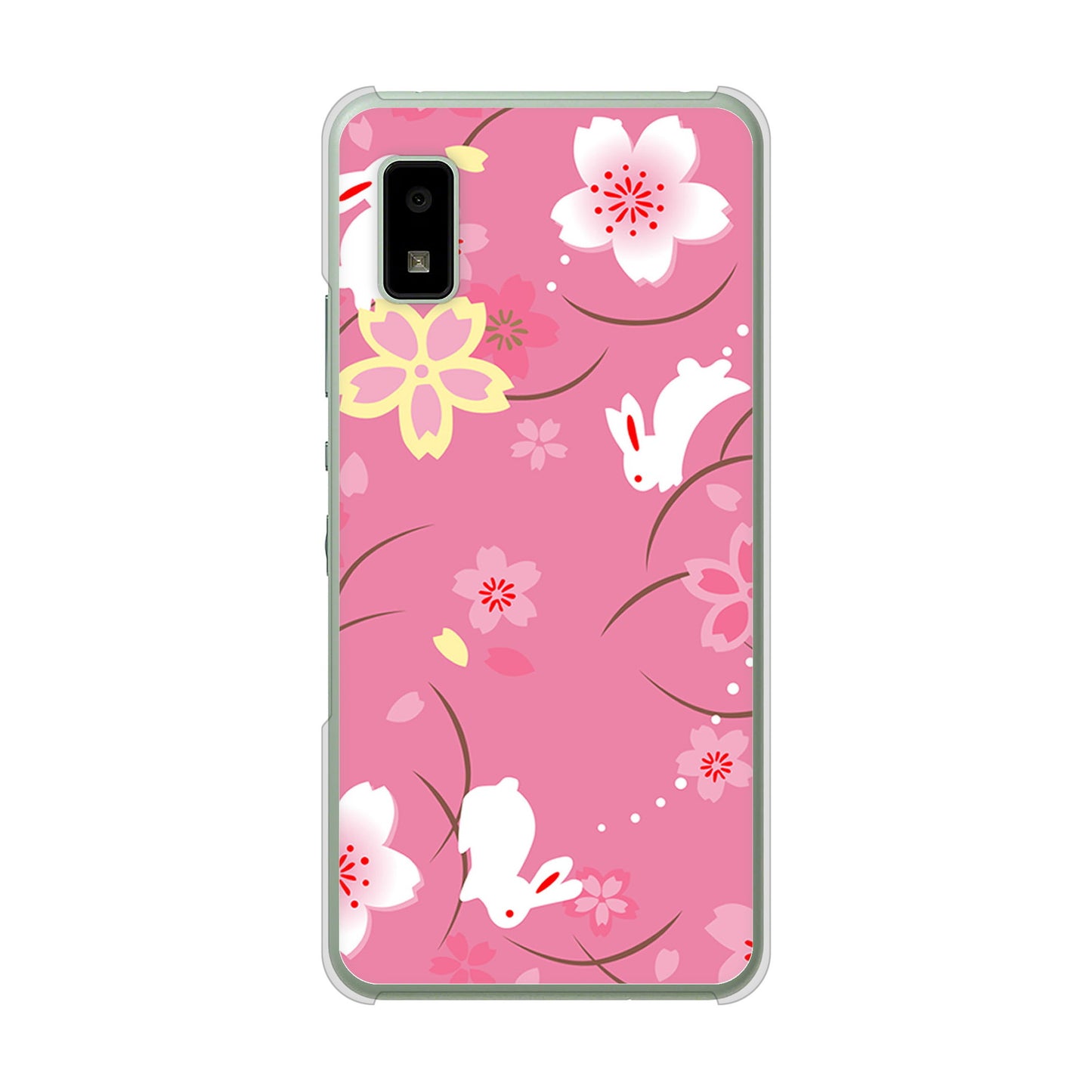 AQUOS wish3 A302SH Y!mobile 高画質仕上げ 背面印刷 ハードケース 【149 桜と白うさぎ】