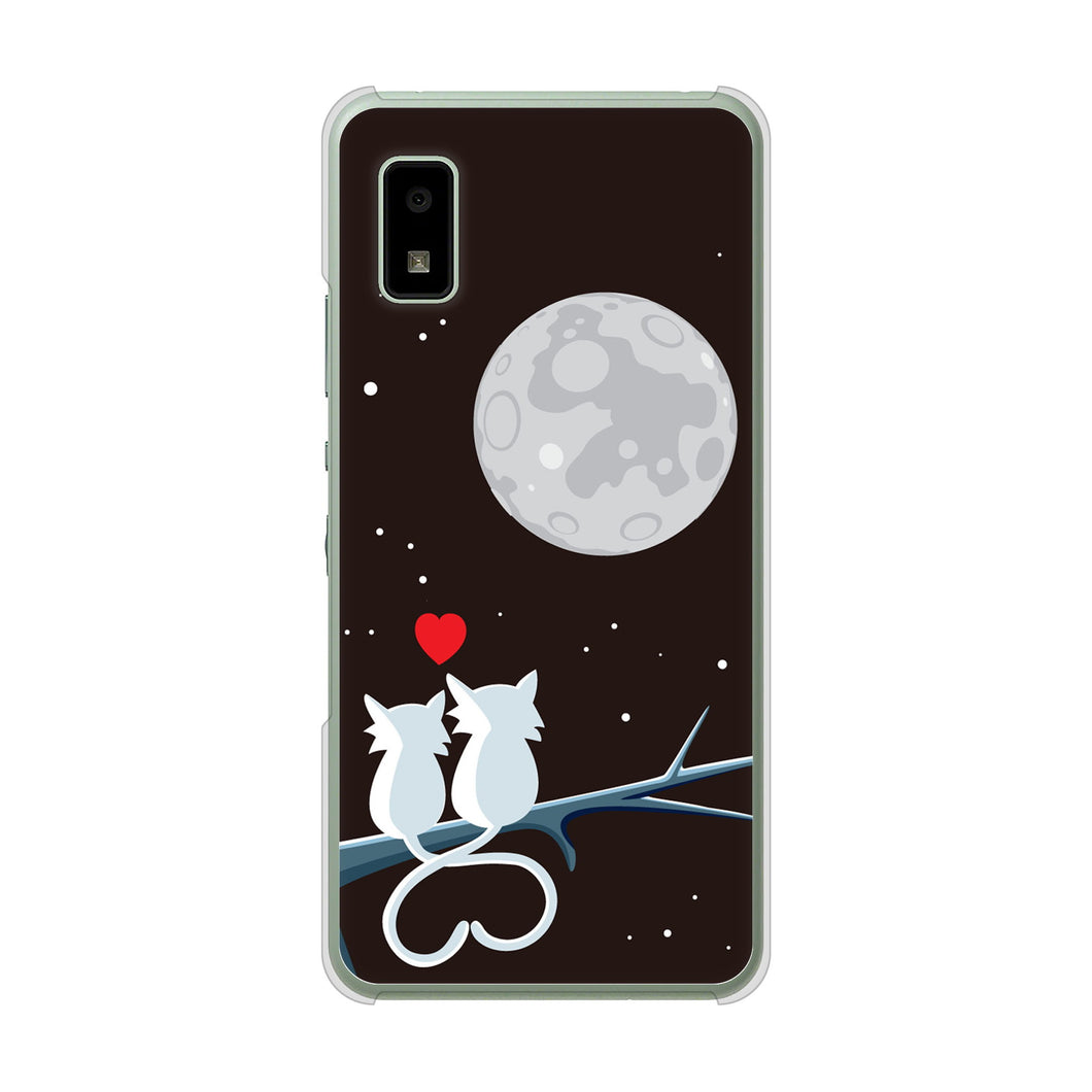 AQUOS wish3 A302SH Y!mobile 高画質仕上げ 背面印刷 ハードケース夜とネコ