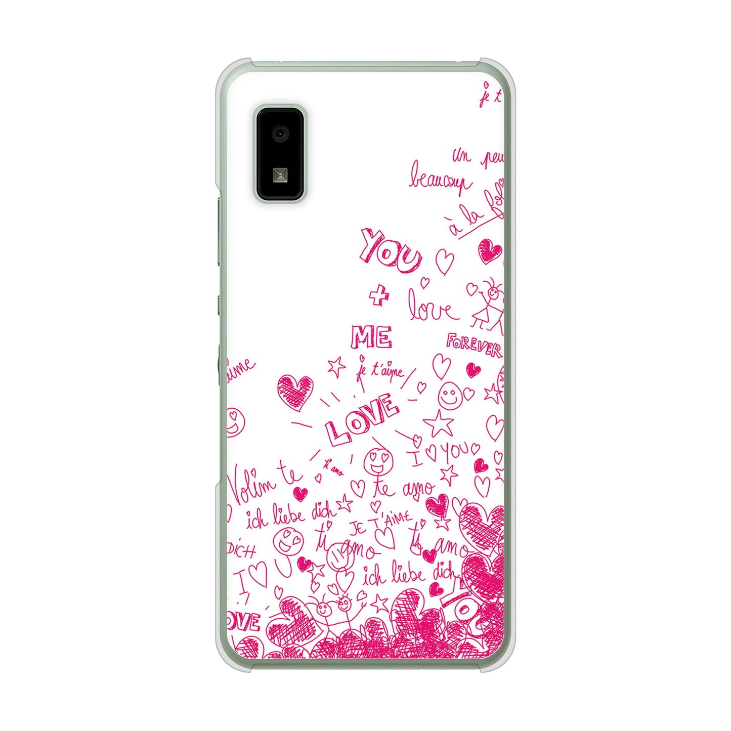 AQUOS wish3 A302SH Y!mobile 高画質仕上げ 背面印刷 ハードケースプリティハート