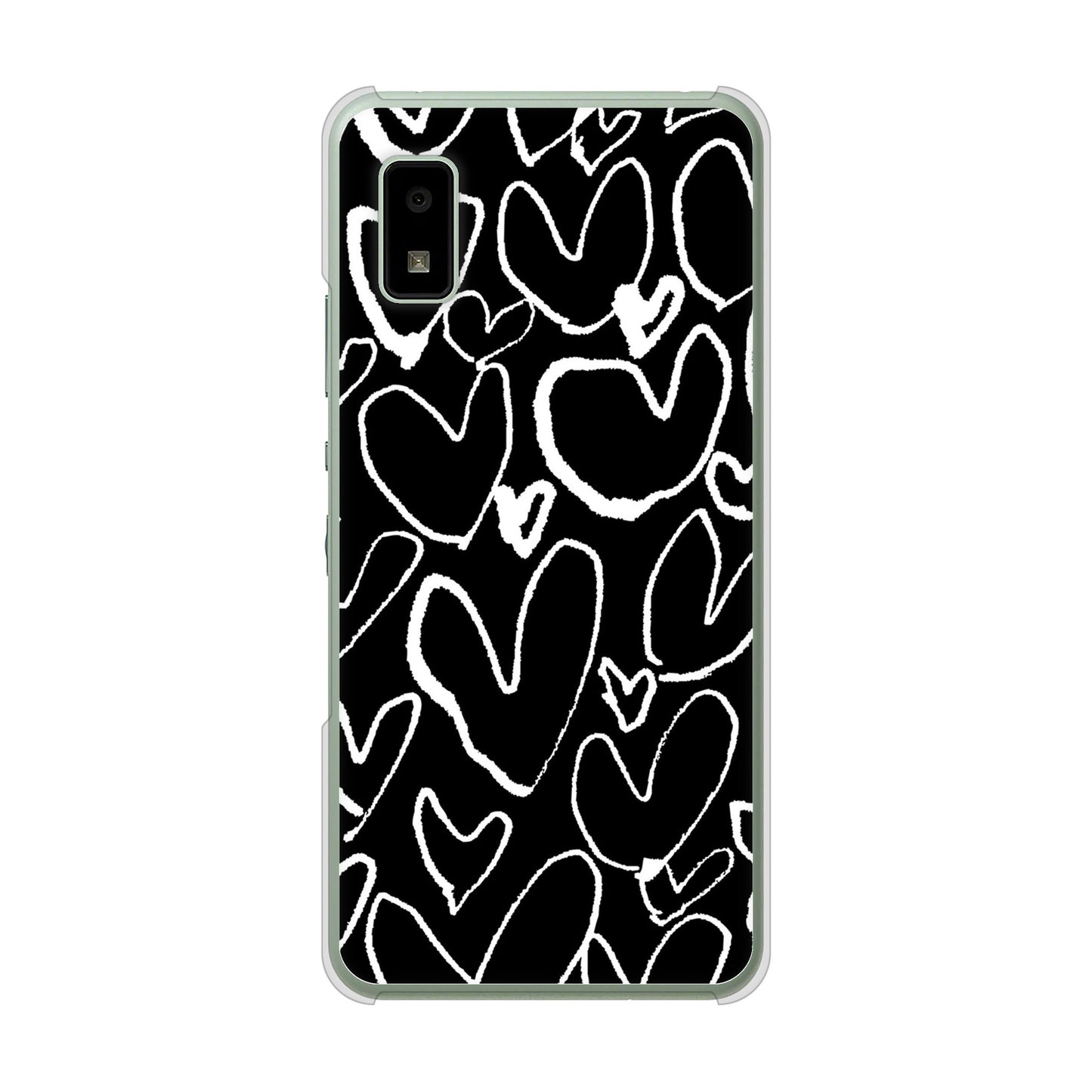 AQUOS wish3 A302SH Y!mobile 高画質仕上げ 背面印刷 ハードケース 【1124 ハート BK&WH】