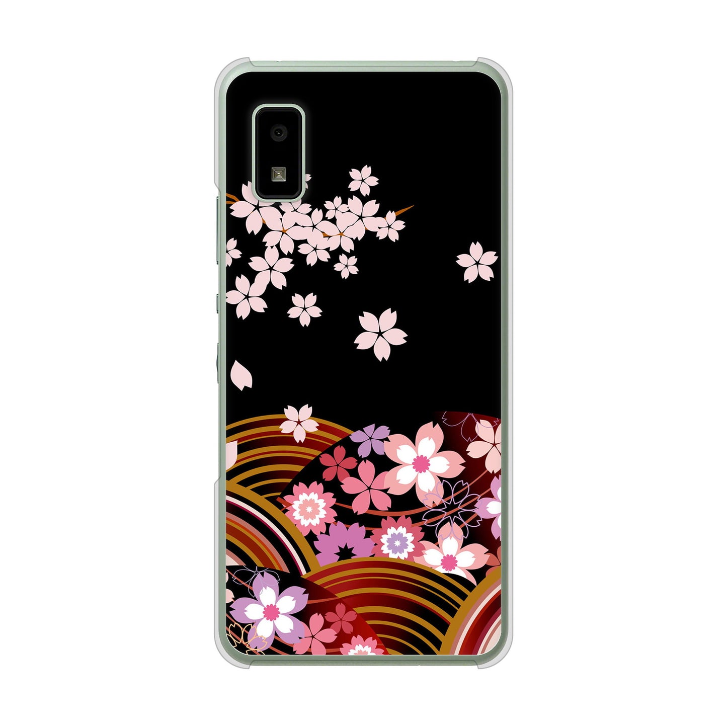 AQUOS wish3 A302SH Y!mobile 高画質仕上げ 背面印刷 ハードケース 【1237 和柄&筆文字・夜桜の宴】