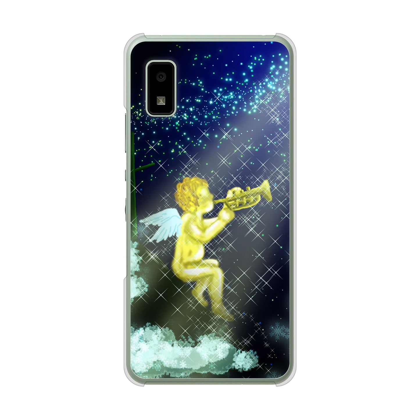 AQUOS wish3 A302SH Y!mobile 高画質仕上げ 背面印刷 ハードケース 【1248 天使の演奏】