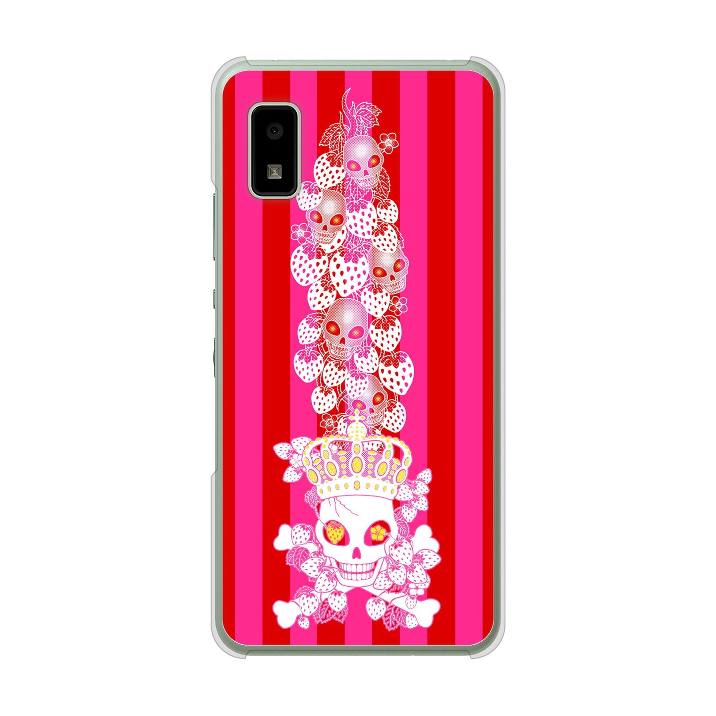 AQUOS wish3 A302SH Y!mobile 高画質仕上げ 背面印刷 ハードケースむかいあぐる 苺骸骨王冠蔦
