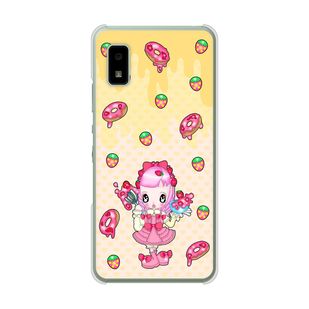 AQUOS wish3 A302SH Y!mobile 高画質仕上げ 背面印刷 ハードケースむかいあぐる ストロベリードーナツ
