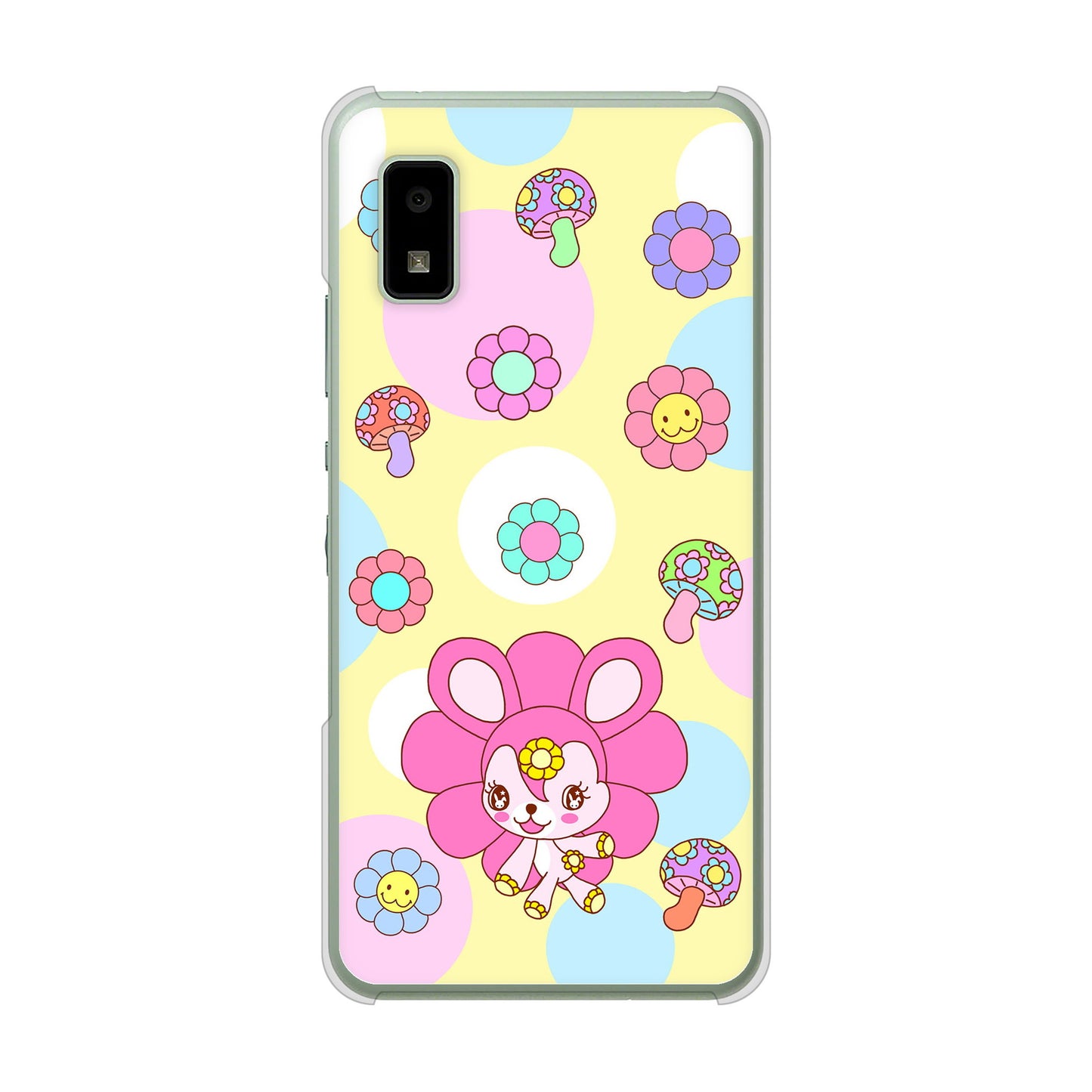 AQUOS wish3 A302SH Y!mobile 高画質仕上げ 背面印刷 ハードケースむかいあぐる フラワーうさぎのフラッピョン
