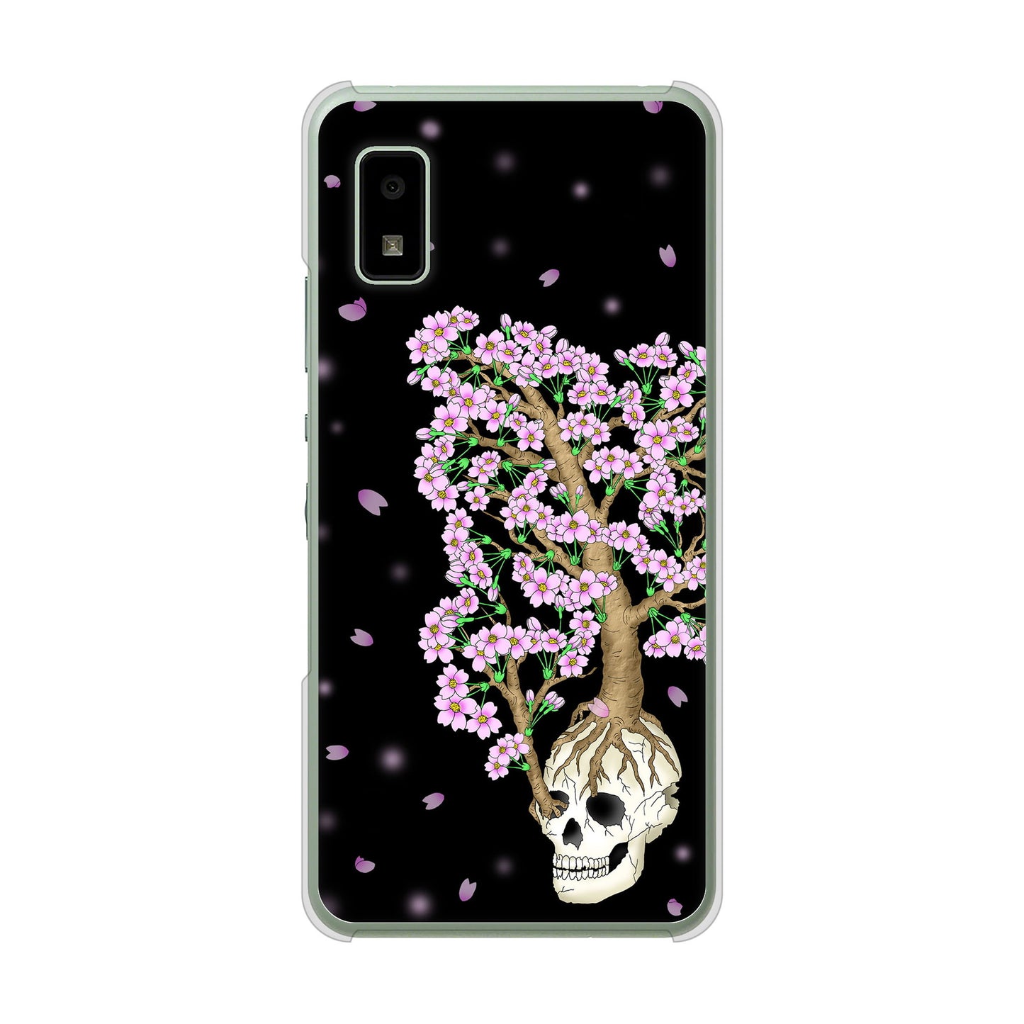 AQUOS wish3 A302SH Y!mobile 高画質仕上げ 背面印刷 ハードケースむかいあぐる 苺骸骨王冠蔦