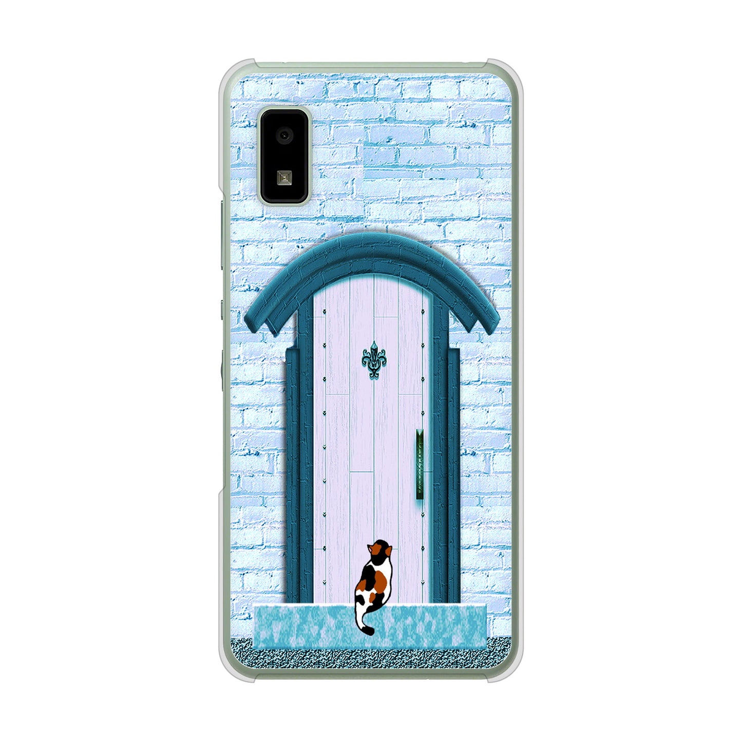 AQUOS wish3 A302SH Y!mobile 高画質仕上げ 背面印刷 ハードケース猫とドア