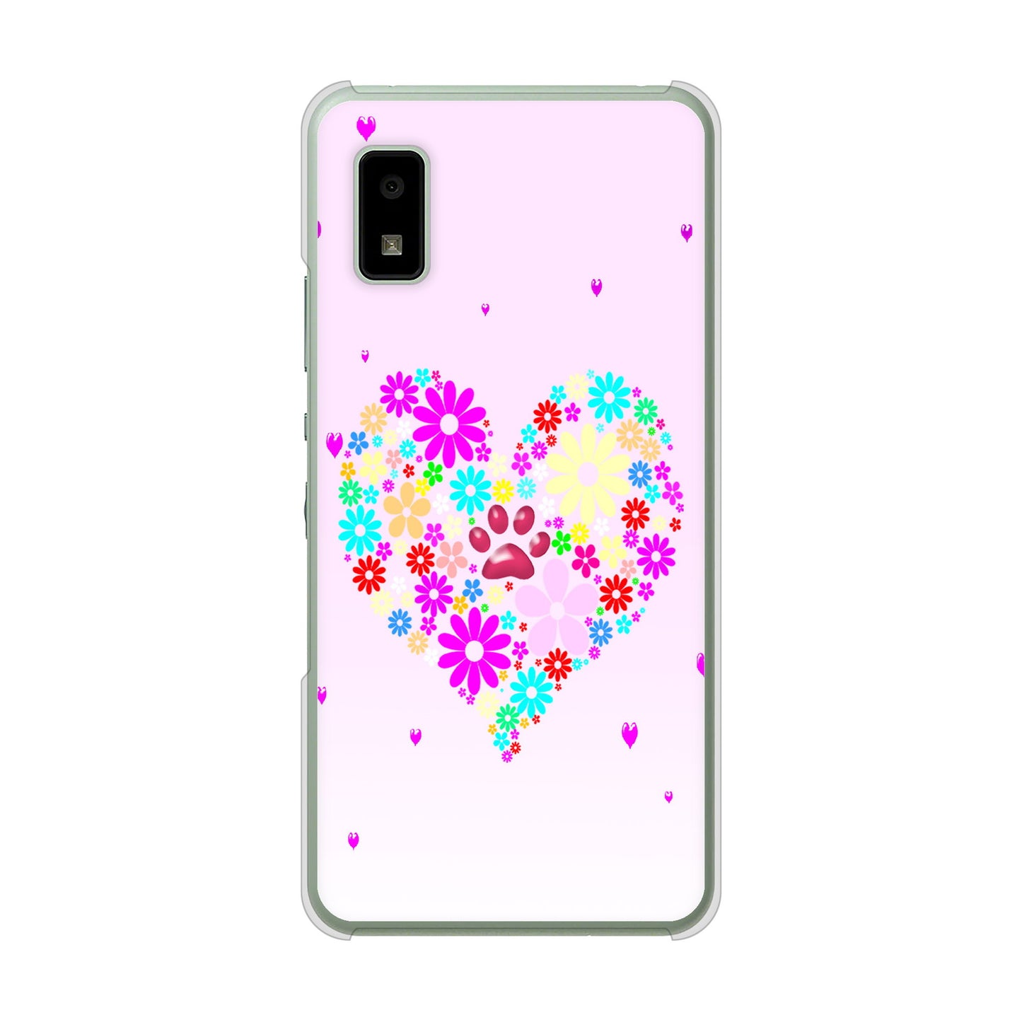 AQUOS wish3 A302SH Y!mobile 高画質仕上げ 背面印刷 ハードケースハートと肉球