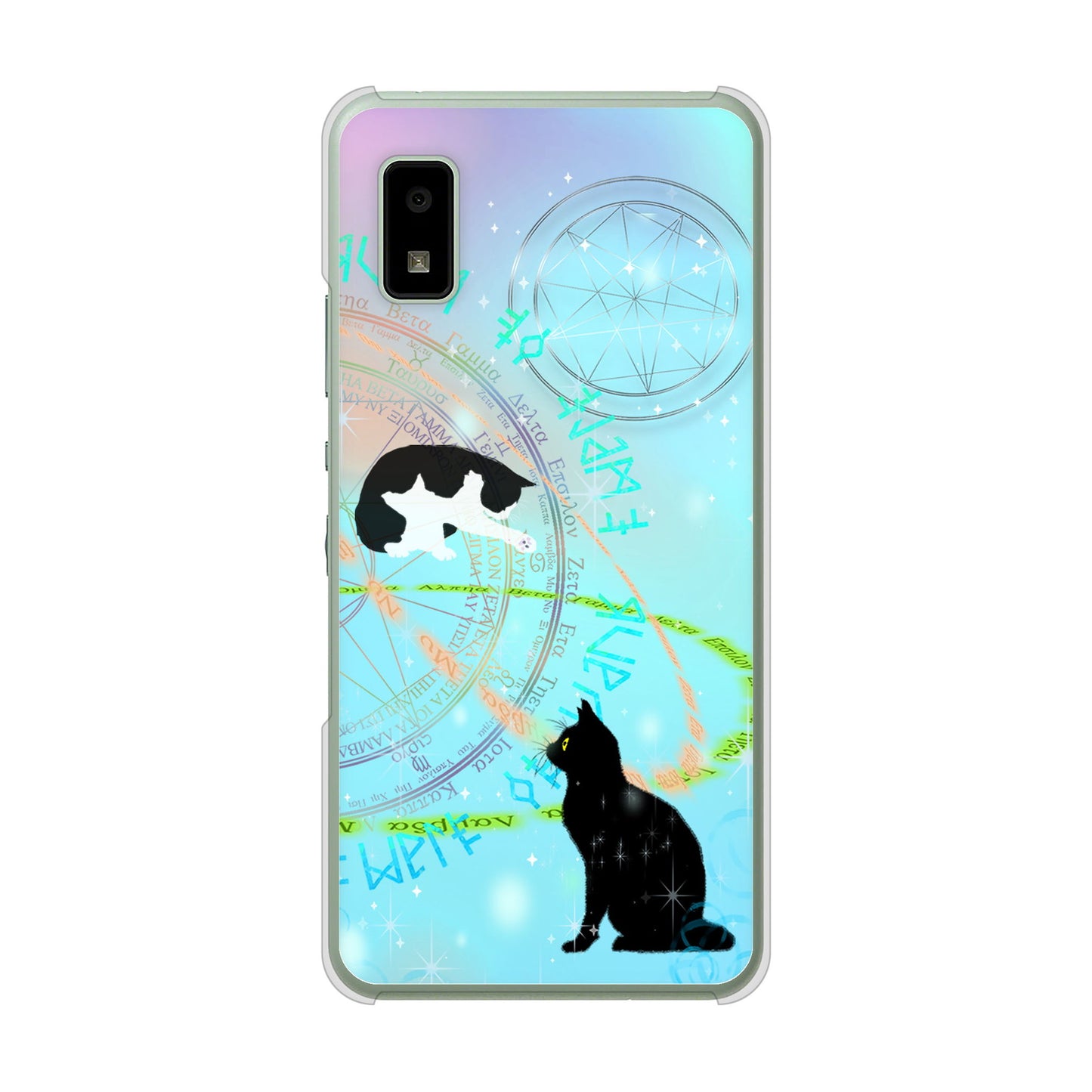 AQUOS wish3 A302SH Y!mobile 高画質仕上げ 背面印刷 ハードケース魔法陣猫