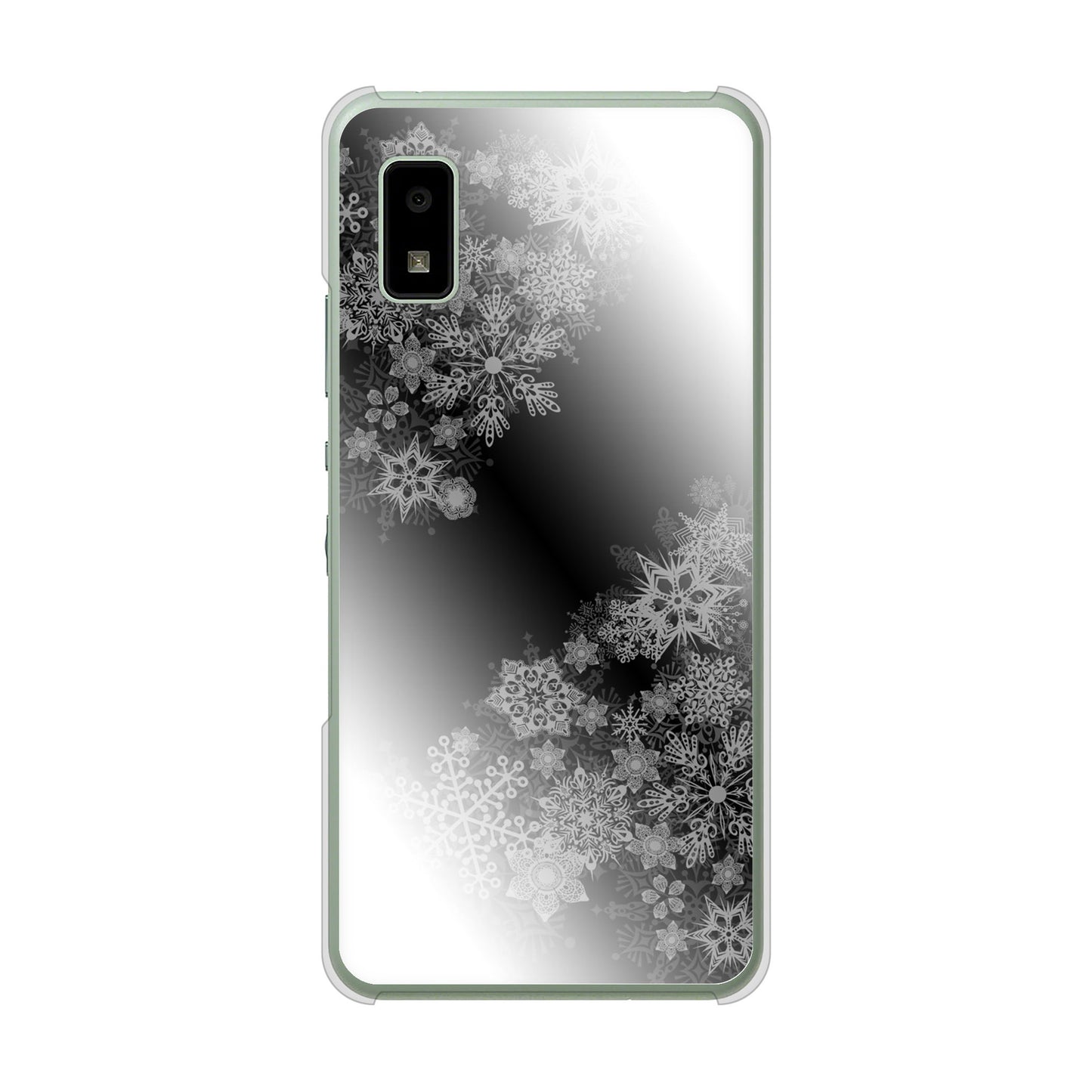 AQUOS wish3 A302SH Y!mobile 高画質仕上げ 背面印刷 ハードケース 【YJ340 モノトーン 雪の結晶 】