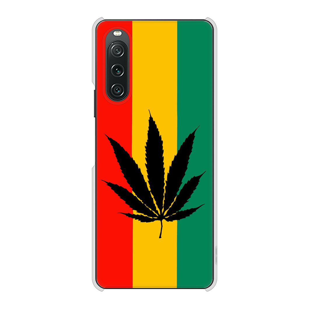 Xperia 10 V A302SO SoftBank 高画質仕上げ 背面印刷 ハードケース 【083 大麻ラスタカラー】