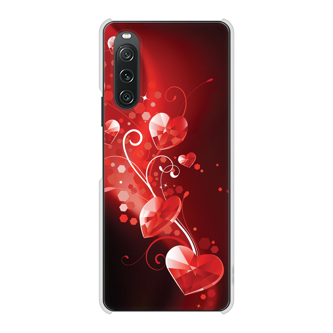 Xperia 10 V A302SO SoftBank 高画質仕上げ 背面印刷 ハードケースきらめきハート