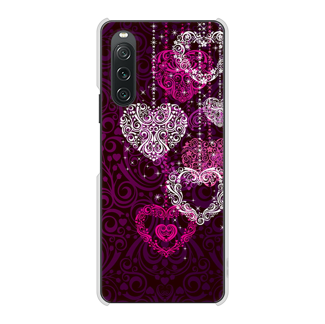 Xperia 10 V A302SO SoftBank 高画質仕上げ 背面印刷 ハードケースきらめきハート