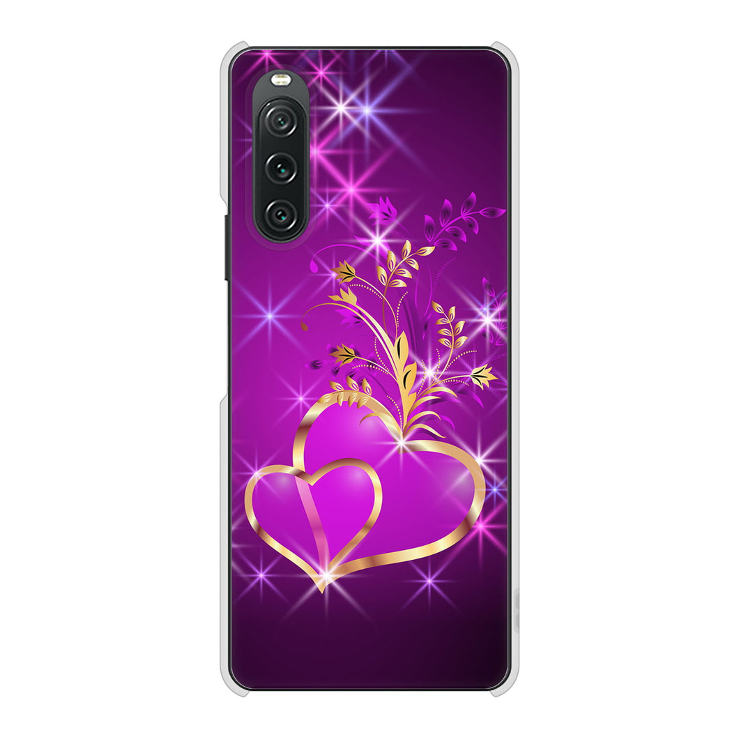Xperia 10 V A302SO SoftBank 高画質仕上げ 背面印刷 ハードケースきらめきハート