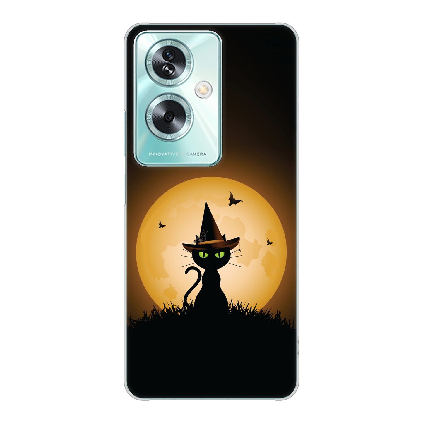 OPPO A79 5G A303OP Y!mobile 高画質仕上げ 背面印刷 ハードケース夜とネコ