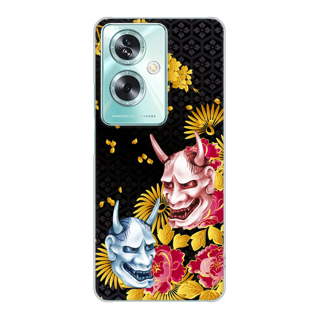 OPPO A79 5G A303OP Y!mobile 高画質仕上げ 背面印刷 ハードケース 【1024 般若と牡丹2】