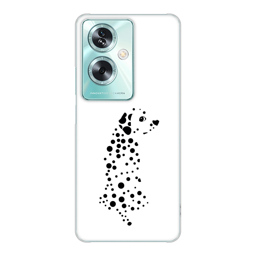 OPPO A79 5G A303OP Y!mobile 高画質仕上げ 背面印刷 ハードケース 【1038 振り向くダルメシアン(WH)】
