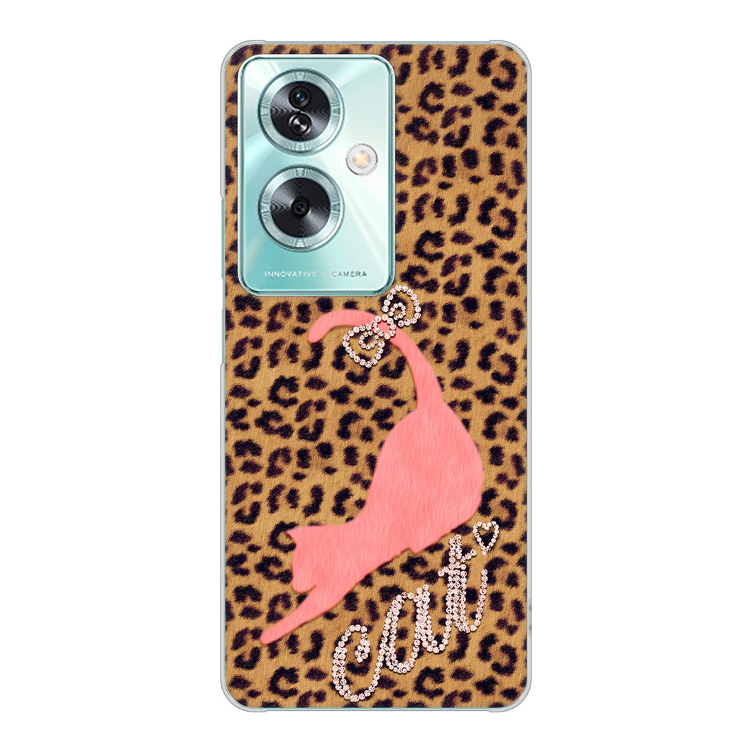 OPPO A79 5G A303OP Y!mobile 高画質仕上げ 背面印刷 ハードケース 【KG801 キャットレオパード(ブラウン)】