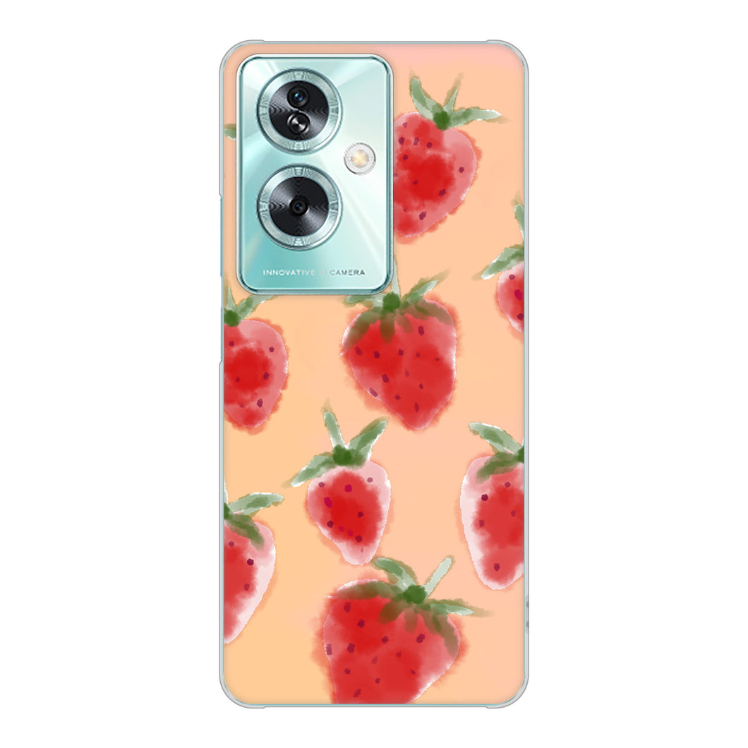 OPPO A79 5G A303OP Y!mobile 高画質仕上げ 背面印刷 ハードケースイチゴ 水彩