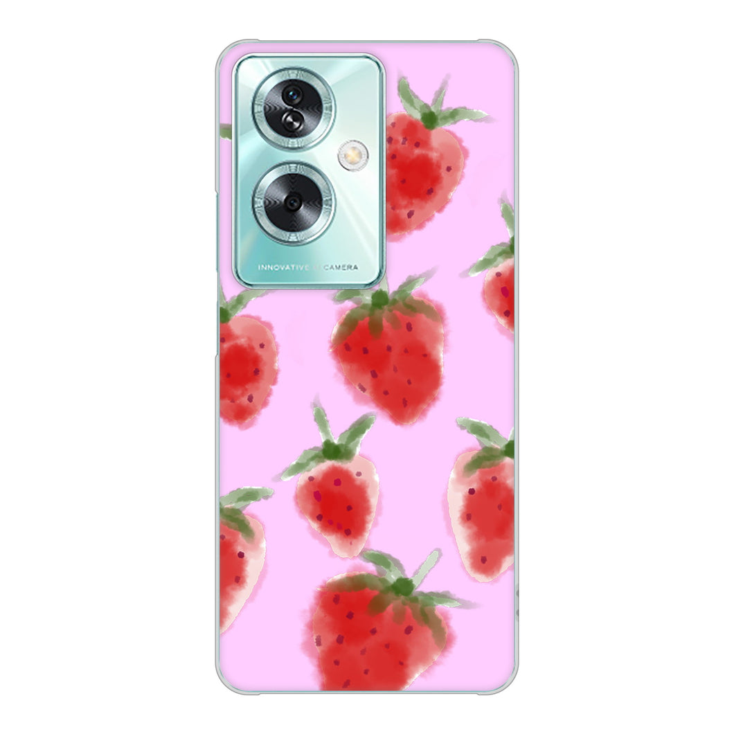 OPPO A79 5G A303OP Y!mobile 高画質仕上げ 背面印刷 ハードケースイチゴ 水彩