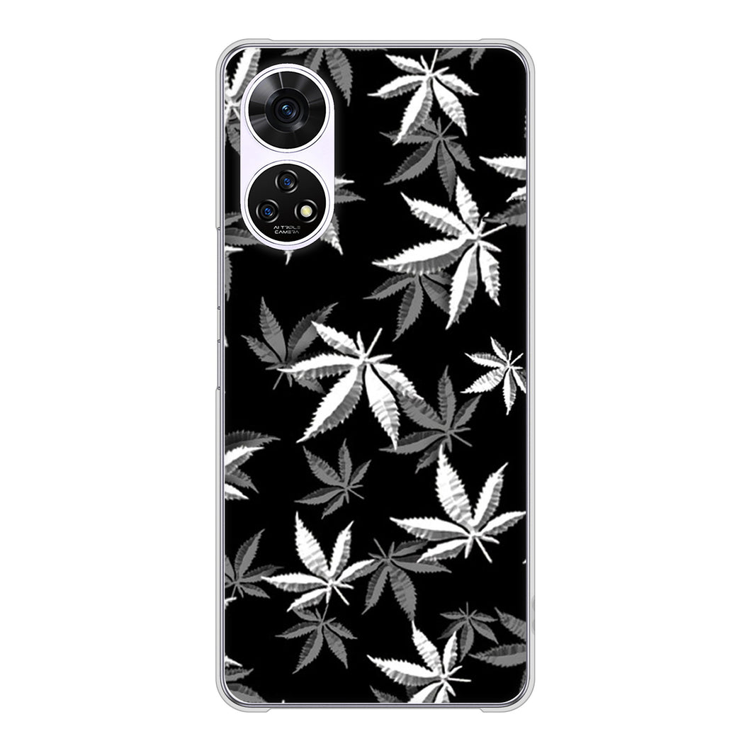 あんしんファミリースマホ A303ZT SoftBank 高画質仕上げ 背面印刷 ハードケース 【064 モノトーン大麻ブラック】