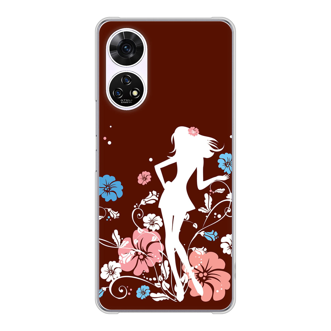 あんしんファミリースマホ A303ZT SoftBank 高画質仕上げ 背面印刷 ハードケース 【110 ハイビスカスと少女】