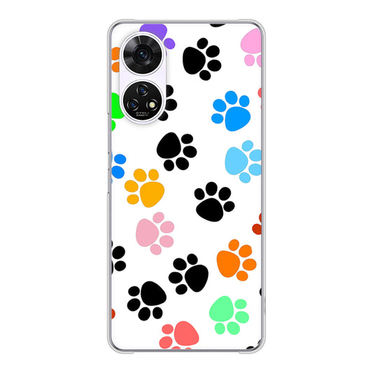 あんしんファミリースマホ A303ZT SoftBank 高画質仕上げ 背面印刷 ハードケース 【1108 あしあとカラフル】