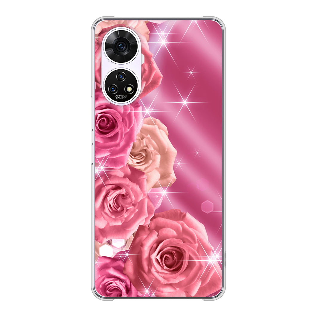 あんしんファミリースマホ A303ZT SoftBank 高画質仕上げ 背面印刷 ハードケース 【1182 ピンクの薔薇に誘われて】