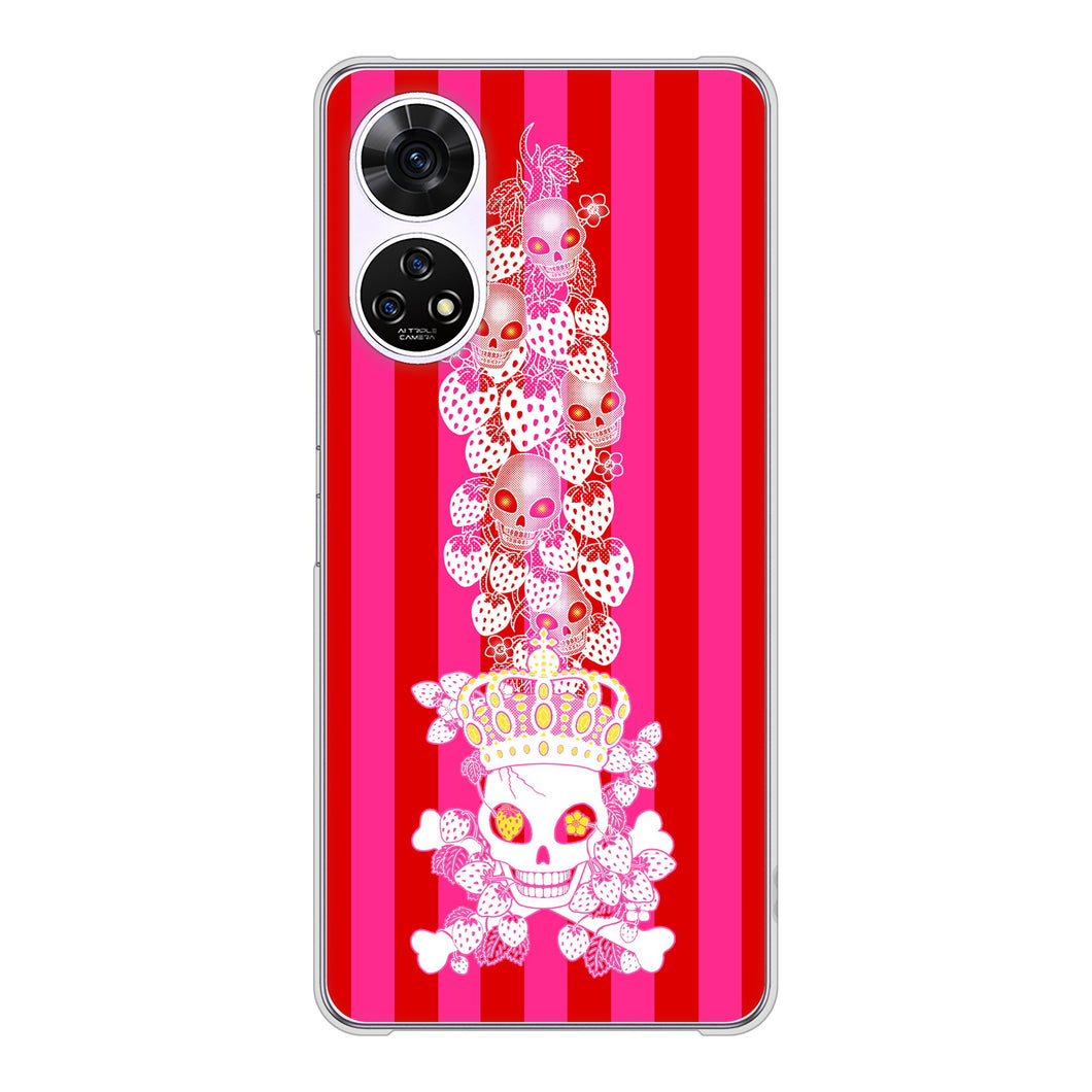 あんしんファミリースマホ A303ZT SoftBank 高画質仕上げ 背面印刷 ハードケースむかいあぐる 苺骸骨王冠蔦