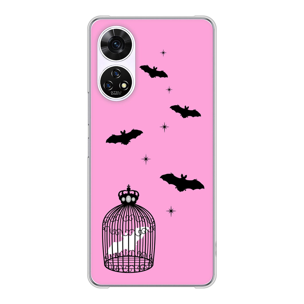 あんしんファミリースマホ A303ZT SoftBank 高画質仕上げ 背面印刷 ハードケースむかいあぐる こうもりの王冠鳥かご