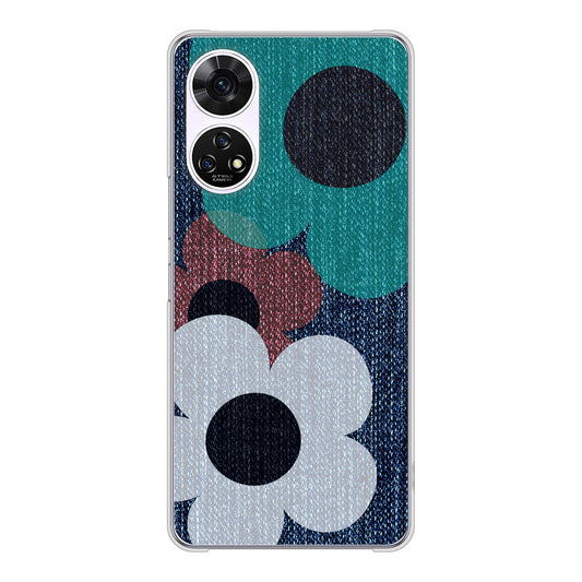 あんしんファミリースマホ A303ZT SoftBank 高画質仕上げ 背面印刷 ハードケース 【EK869 ルーズフラワーinデニム風】