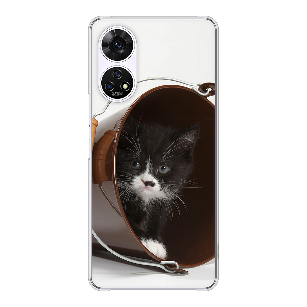 あんしんファミリースマホ A303ZT SoftBank 高画質仕上げ 背面印刷 ハードケース 【VA800 ネコとバケツ】