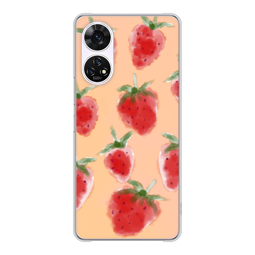 あんしんファミリースマホ A303ZT SoftBank 高画質仕上げ 背面印刷 ハードケースイチゴ 水彩