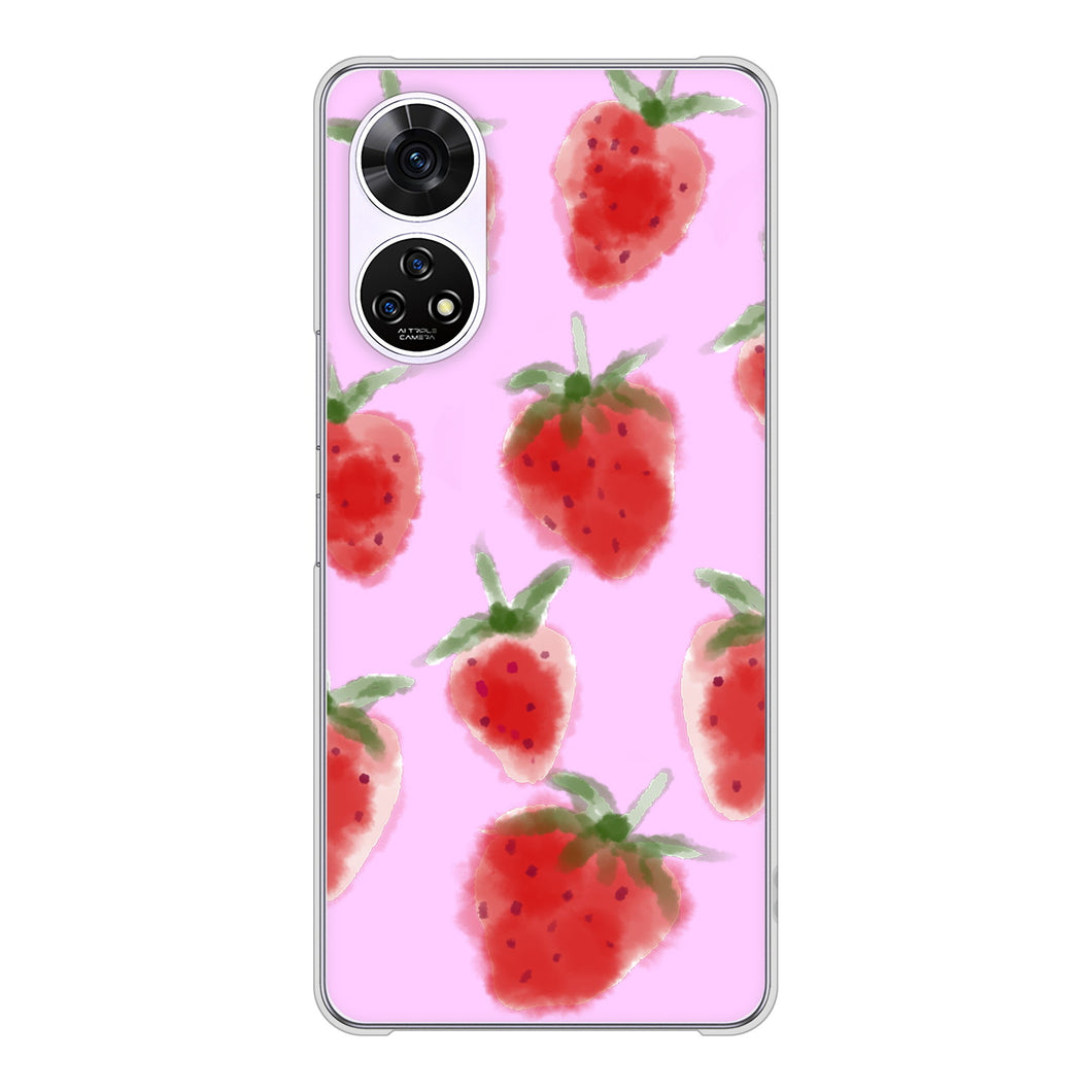 あんしんファミリースマホ A303ZT SoftBank 高画質仕上げ 背面印刷 ハードケースイチゴ 水彩