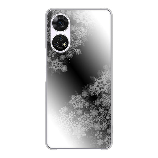 あんしんファミリースマホ A303ZT SoftBank 高画質仕上げ 背面印刷 ハードケース 【YJ340 モノトーン 雪の結晶 】