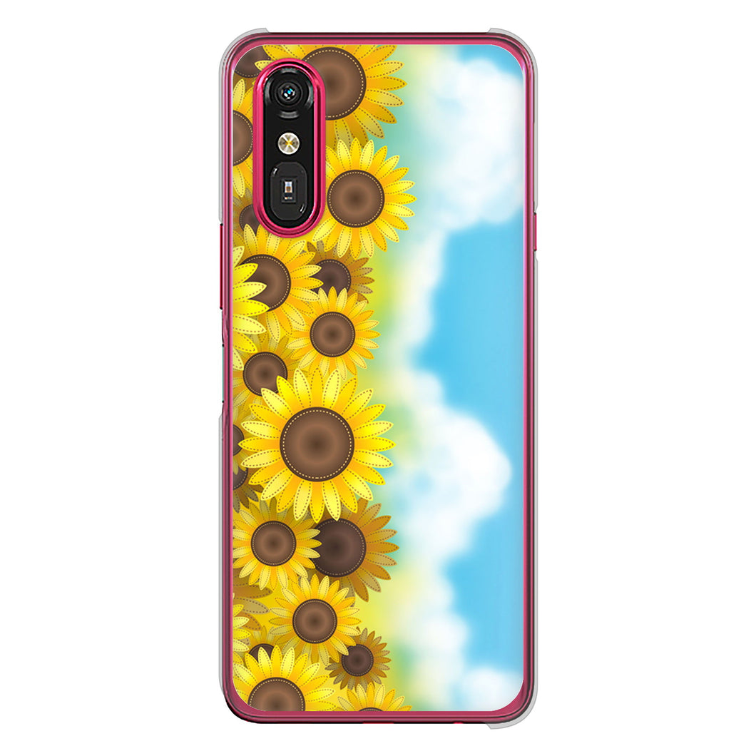 らくらくスマートフォン a A401FC Y!mobile 高画質仕上げ 背面印刷 ハードケース 【148 ひまわり畑】