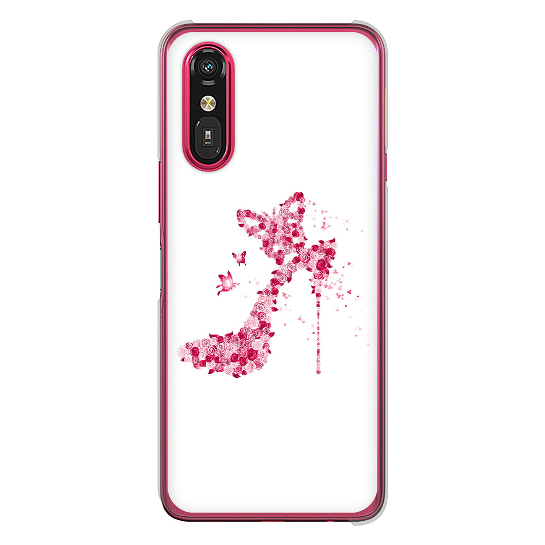 らくらくスマートフォン a A401FC Y!mobile 高画質仕上げ 背面印刷 ハードケース 【387 薔薇のハイヒール】