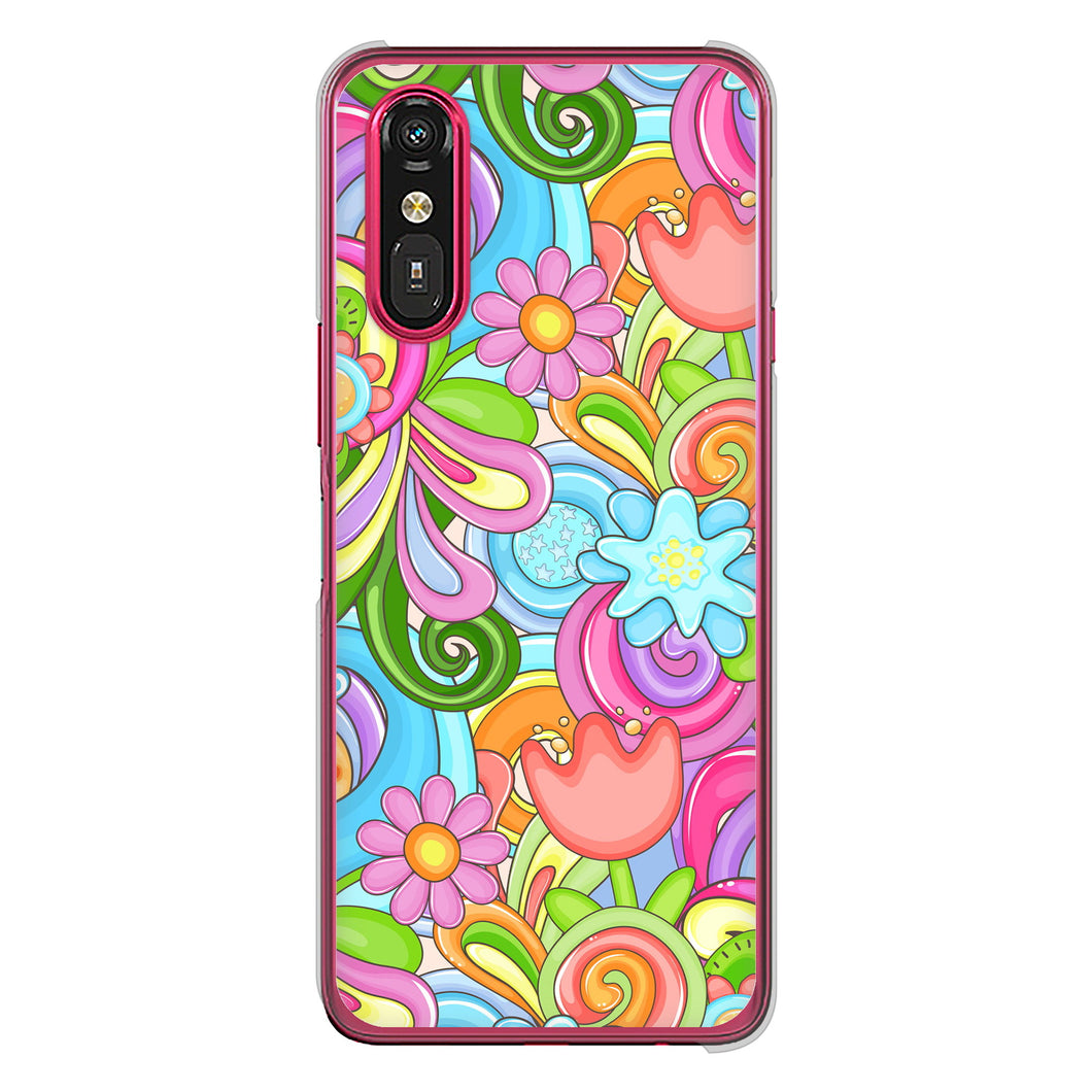 らくらくスマートフォン a A401FC Y!mobile 高画質仕上げ 背面印刷 ハードケース 【713 ミラクルフラワー】