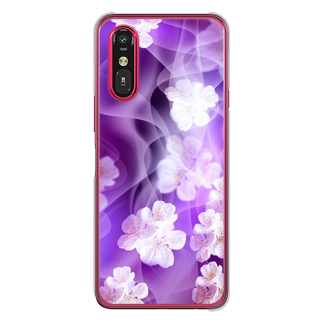 らくらくスマートフォン a A401FC Y!mobile 高画質仕上げ 背面印刷 ハードケース 【1211 桜とパープルの風】