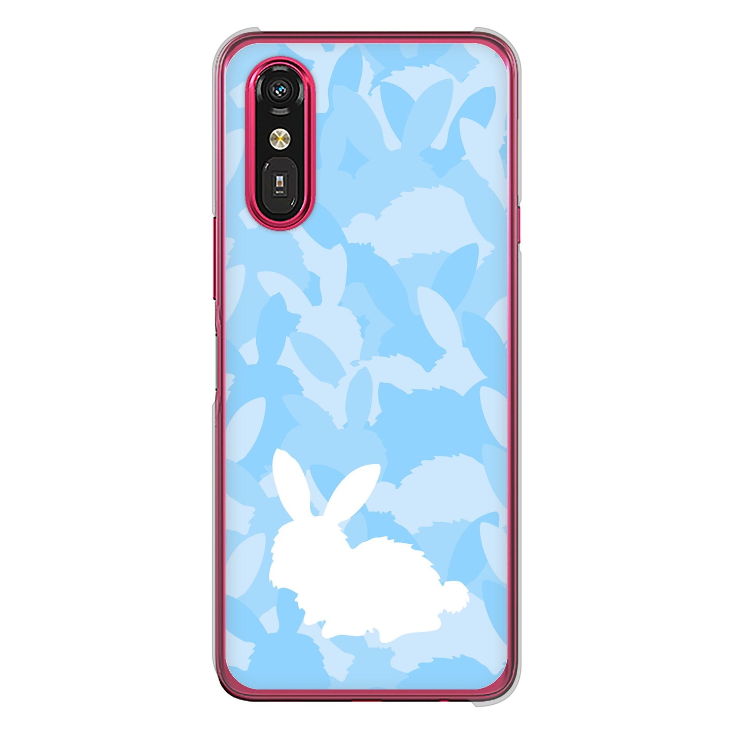 らくらくスマートフォン a A401FC Y!mobile 高画質仕上げ 背面印刷 ハードケースむかいあぐる うさぎ迷彩風