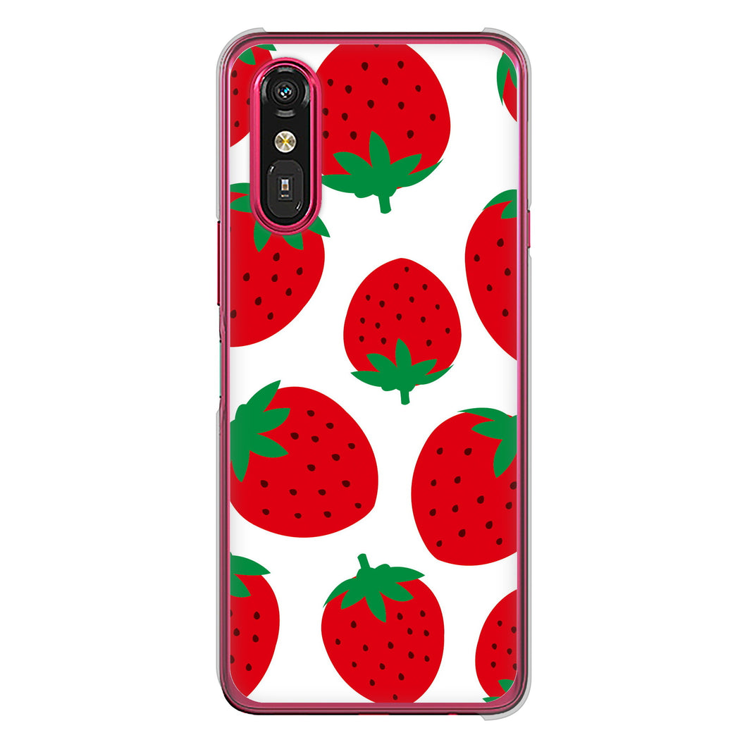 らくらくスマートフォン a A401FC Y!mobile 高画質仕上げ 背面印刷 ハードケース大きいイチゴ模様