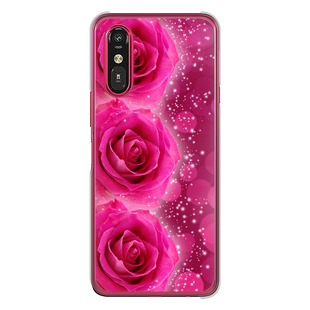 らくらくスマートフォン a A401FC Y!mobile 高画質仕上げ 背面印刷 ハードケース 【VA815 3連のバラ】